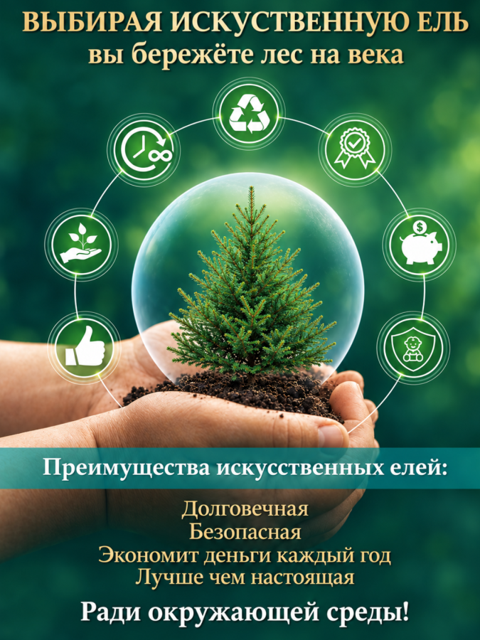 Ель искусственная Царь Елка Альтаир кристальный с освещением, ягодами и шишками 210 см
